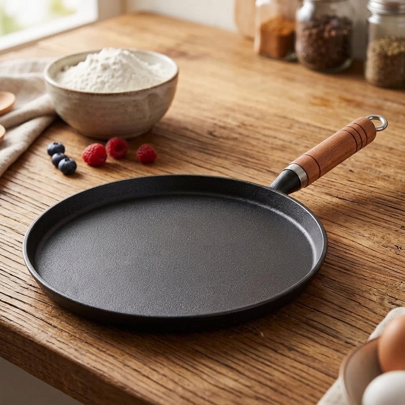 Egg Waffle Pan - 20/23/26cm Cast Iron Frying Pan Uncoated