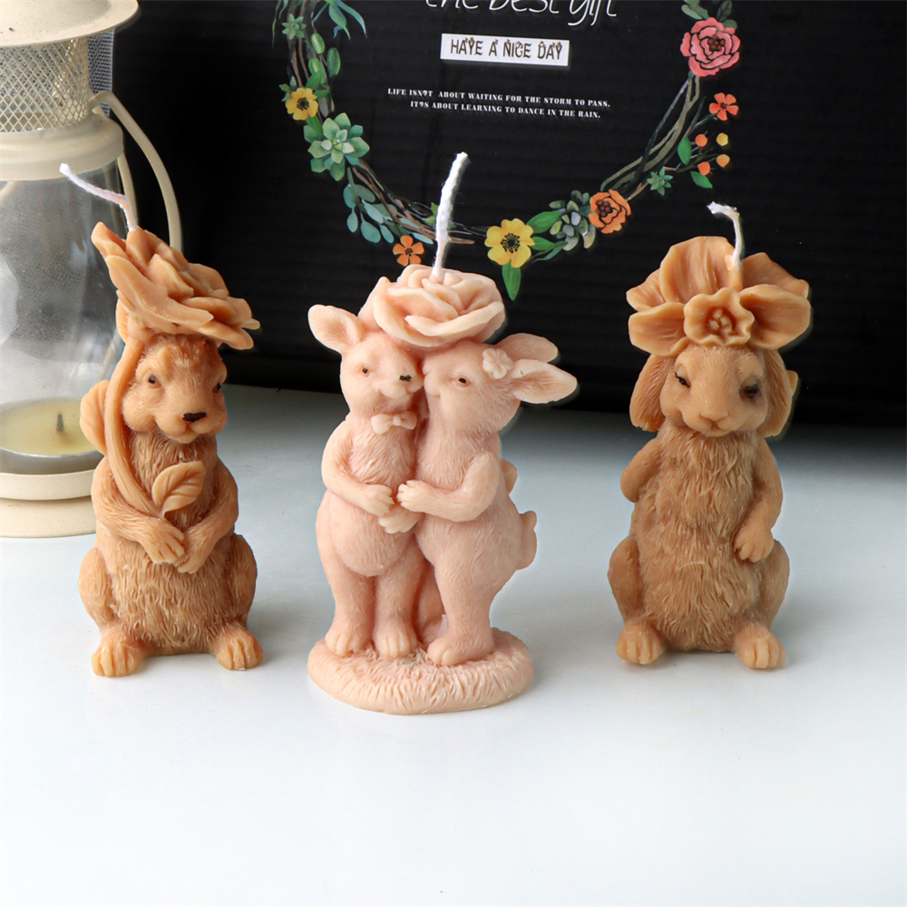 Bunny Cake Mold - 3D Flower Rabbit Candle Silicone Mold