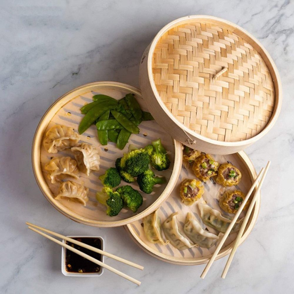 Bamboo Steamer Basket with Lid - Bao Steamer Bamboo ulasan dan harga