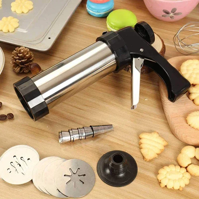 Cookie Press Gun Kit Stainless - Churros Maker Gun ulasan dan harga