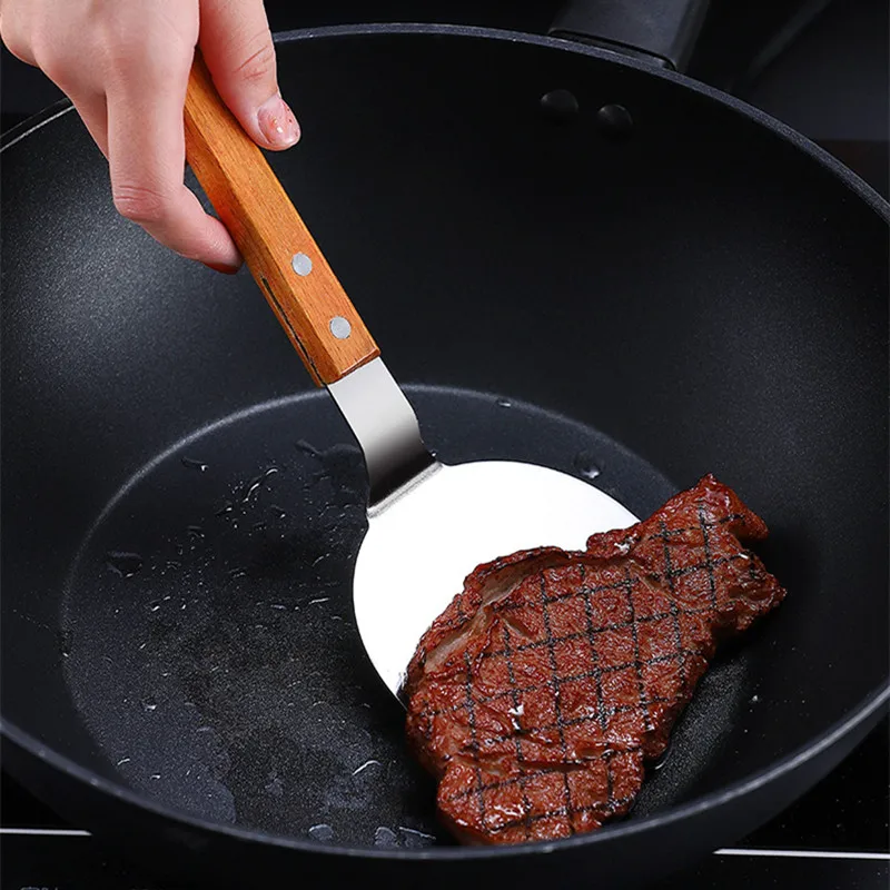 Stainless Steel Wooden Handle  - Okonomiyaki Spatula ulasan dan harga