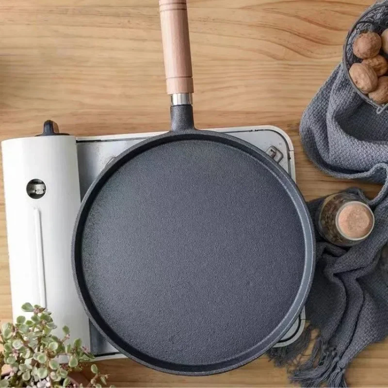 20cm Cast Iron Skillet Wooden  - Egg Waffle Pan ulasan dan harga